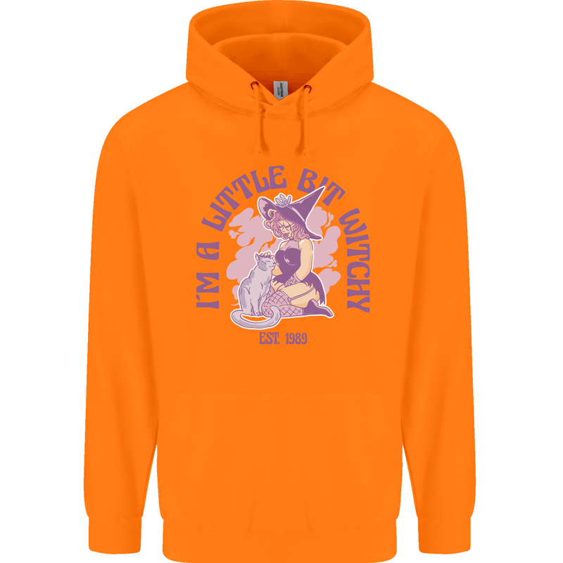 A Bit Witchy Funny Halloween Cat  Witch Childrens Kids Hoodie Orange