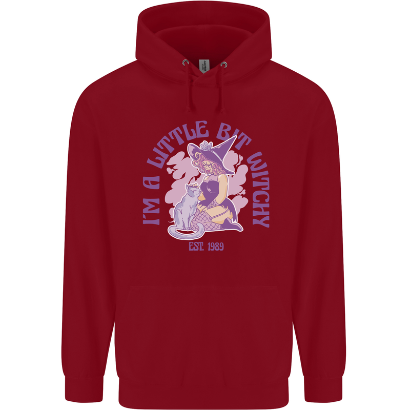 A Bit Witchy Funny Halloween Cat  Witch Childrens Kids Hoodie Red