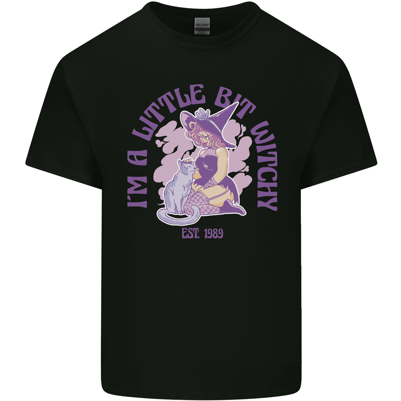 A Bit Witchy Funny Halloween Cat  Witch Kids T-Shirt Childrens Black