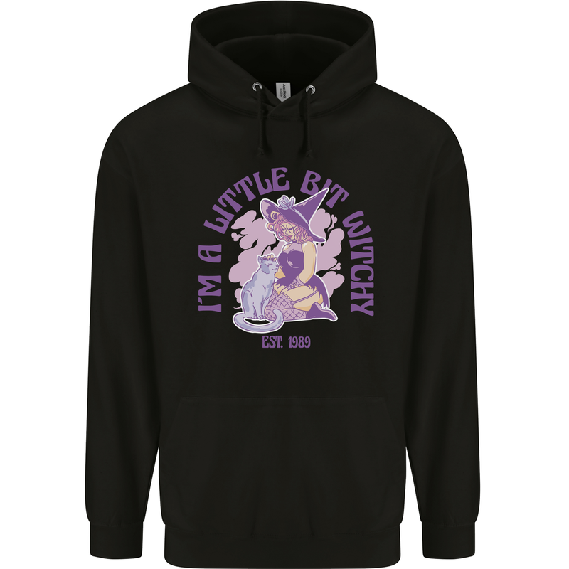 A Bit Witchy Funny Halloween Cat  Witch Mens 80% Cotton Hoodie Black