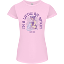 A Bit Witchy Funny Halloween Cat  Witch Womens Petite Cut T-Shirt Light Pink