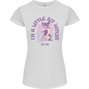 A Bit Witchy Funny Halloween Cat  Witch Womens Petite Cut T-Shirt White