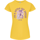 A Bit Witchy Funny Halloween Cat  Witch Womens Petite Cut T-Shirt Yellow