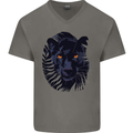 A Black Panther Mens V-Neck Cotton T-Shirt Charcoal