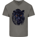 A Black Panther Mens V-Neck Cotton T-Shirt Charcoal
