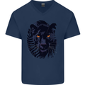 A Black Panther Mens V-Neck Cotton T-Shirt Navy Blue