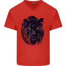 A Black Panther Mens V-Neck Cotton T-Shirt Red