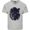 A Black Panther Mens V-Neck Cotton T-Shirt Sports Grey