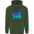 A Blue Flame Grizzly Bear Childrens Kids Hoodie Forest Green