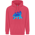 A Blue Flame Grizzly Bear Childrens Kids Hoodie Heliconia