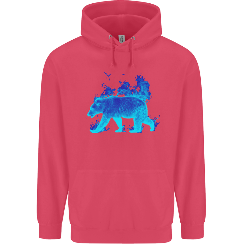 A Blue Flame Grizzly Bear Childrens Kids Hoodie Heliconia