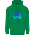 A Blue Flame Grizzly Bear Childrens Kids Hoodie Irish Green
