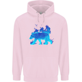 A Blue Flame Grizzly Bear Childrens Kids Hoodie Light Pink