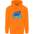 A Blue Flame Grizzly Bear Childrens Kids Hoodie Orange
