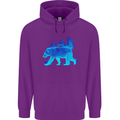 A Blue Flame Grizzly Bear Childrens Kids Hoodie Purple