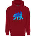 A Blue Flame Grizzly Bear Childrens Kids Hoodie Red