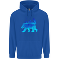A Blue Flame Grizzly Bear Childrens Kids Hoodie Royal Blue