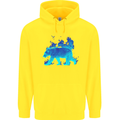 A Blue Flame Grizzly Bear Childrens Kids Hoodie Yellow