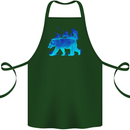 A Blue Flame Grizzly Bear Cotton Apron 100% Organic Forest Green