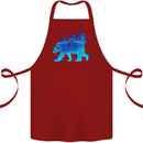 A Blue Flame Grizzly Bear Cotton Apron 100% Organic Maroon