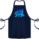 A Blue Flame Grizzly Bear Cotton Apron 100% Organic Navy Blue
