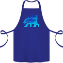 A Blue Flame Grizzly Bear Cotton Apron 100% Organic Royal Blue