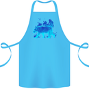A Blue Flame Grizzly Bear Cotton Apron 100% Organic Turquoise