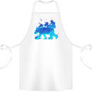 A Blue Flame Grizzly Bear Cotton Apron 100% Organic White