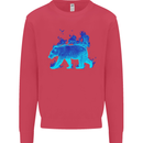 A Blue Flame Grizzly Bear Kids Sweatshirt Jumper Heliconia