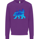 A Blue Flame Grizzly Bear Kids Sweatshirt Jumper Purple