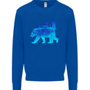 A Blue Flame Grizzly Bear Kids Sweatshirt Jumper Royal Blue