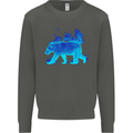 A Blue Flame Grizzly Bear Kids Sweatshirt Jumper Storm Grey
