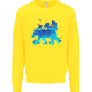 A Blue Flame Grizzly Bear Kids Sweatshirt Jumper Yellow