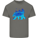 A Blue Flame Grizzly Bear Kids T-Shirt Childrens Charcoal
