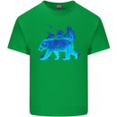 A Blue Flame Grizzly Bear Kids T-Shirt Childrens Irish Green