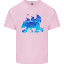 A Blue Flame Grizzly Bear Kids T-Shirt Childrens Light Pink