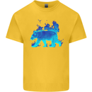 A Blue Flame Grizzly Bear Kids T-Shirt Childrens Yellow