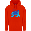 A Blue Flame Grizzly Bear Mens 80% Cotton Hoodie Bright Red