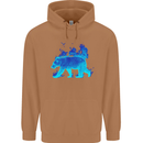 A Blue Flame Grizzly Bear Mens 80% Cotton Hoodie Caramel Latte