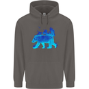 A Blue Flame Grizzly Bear Mens 80% Cotton Hoodie Charcoal