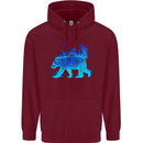 A Blue Flame Grizzly Bear Mens 80% Cotton Hoodie Maroon