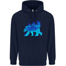 A Blue Flame Grizzly Bear Mens 80% Cotton Hoodie Navy Blue