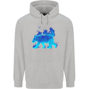 A Blue Flame Grizzly Bear Mens 80% Cotton Hoodie Sports Grey