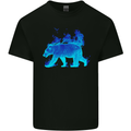A Blue Flame Grizzly Bear Mens Cotton T-Shirt Tee Top Black