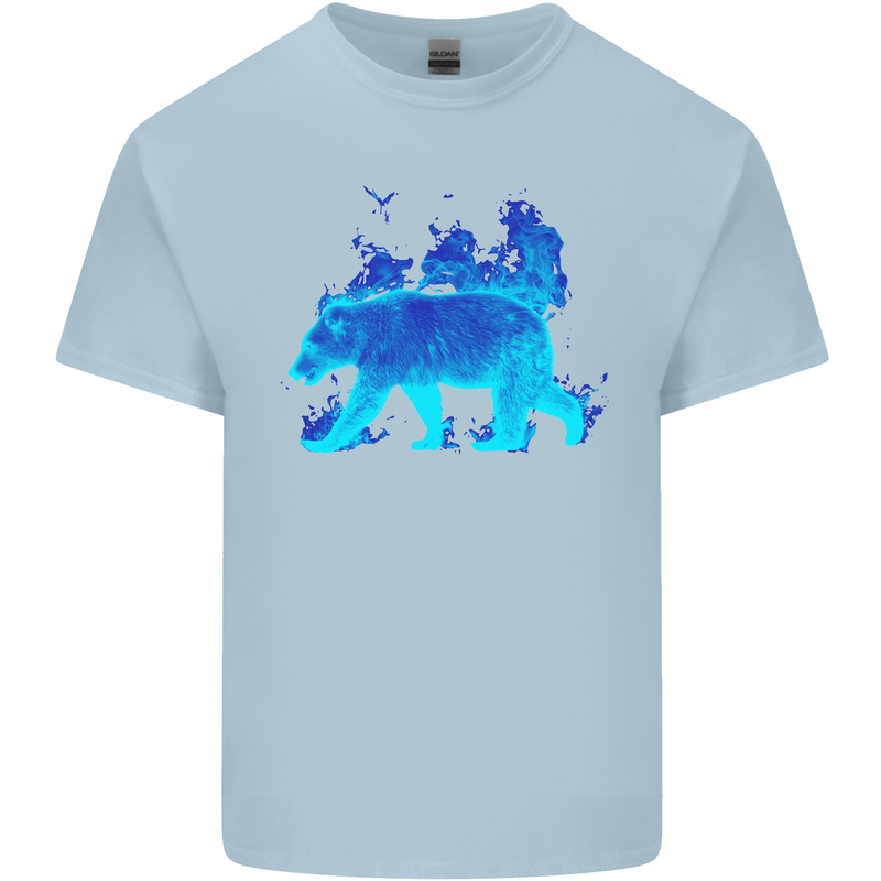 A Blue Flame Grizzly Bear Mens Cotton T-Shirt Tee Top Light Blue