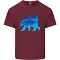 A Blue Flame Grizzly Bear Mens Cotton T-Shirt Tee Top Maroon