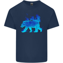 A Blue Flame Grizzly Bear Mens Cotton T-Shirt Tee Top Navy Blue