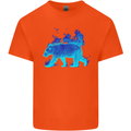 A Blue Flame Grizzly Bear Mens Cotton T-Shirt Tee Top Orange