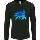 A Blue Flame Grizzly Bear Mens Long Sleeve T-Shirt Black