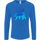 A Blue Flame Grizzly Bear Mens Long Sleeve T-Shirt Royal Blue